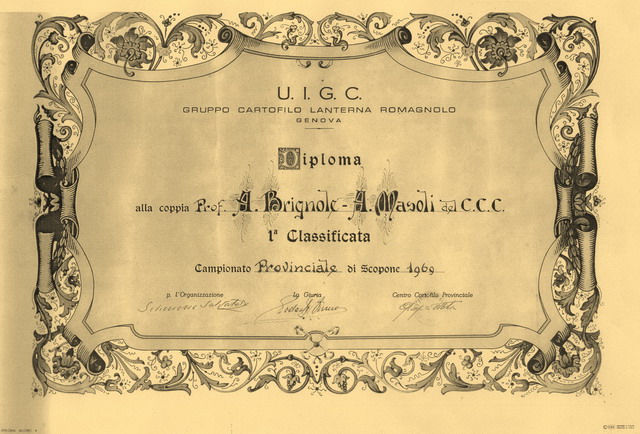 Antonio Brignole Diploma Campionato Provinciale
